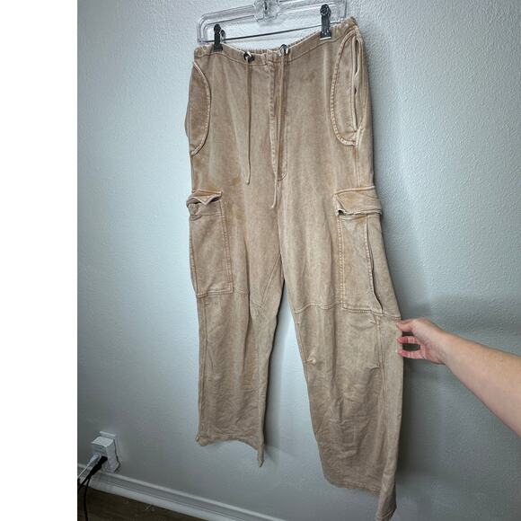 Acne Studios Mens Tan Wide Leg Cargo Sweat Pants M - Picture 1 of 16
